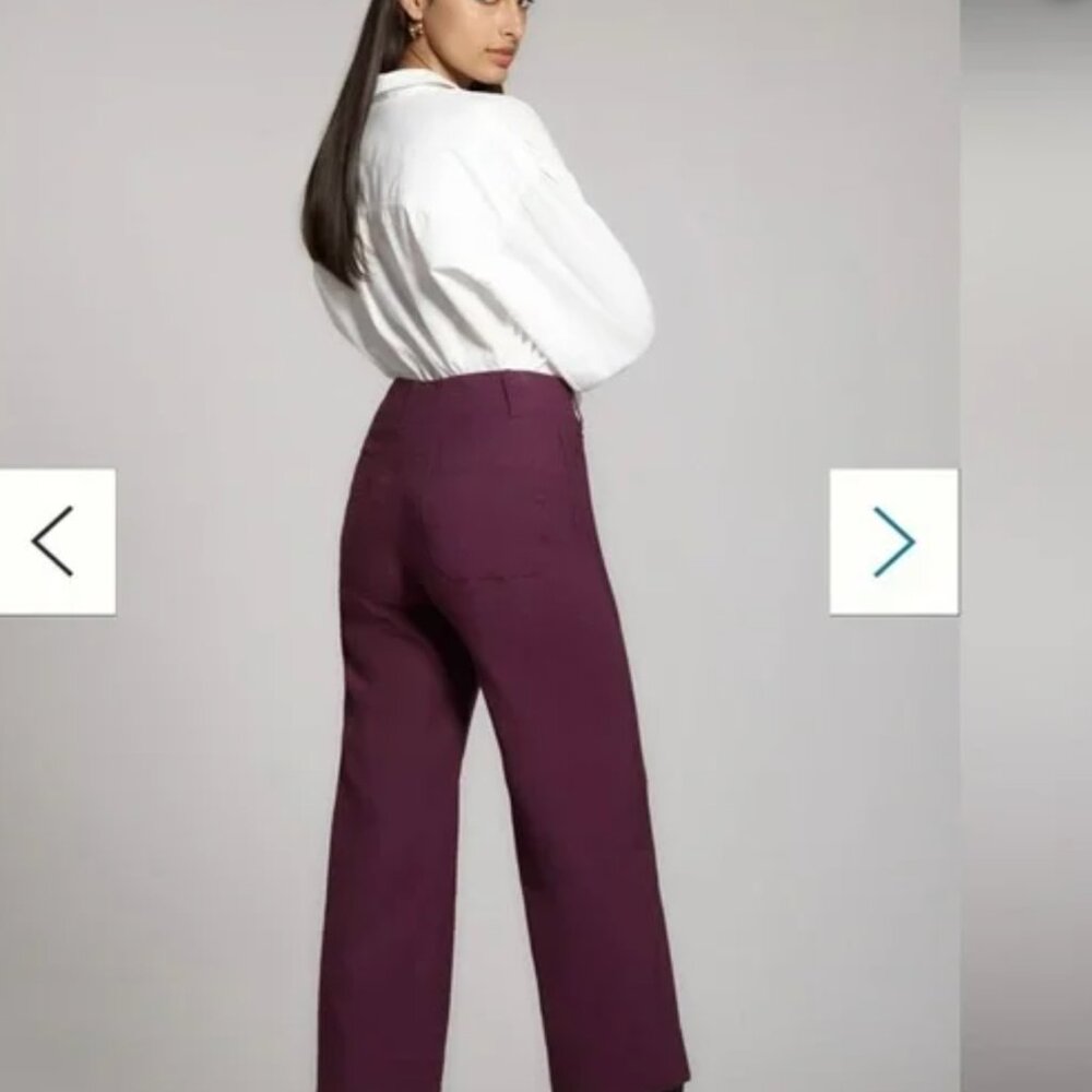 ✨ NWT Anthropologie The Colette Cropped Wide-Leg Pants — Deep Purple — Size 30 - Picture 2 of 6